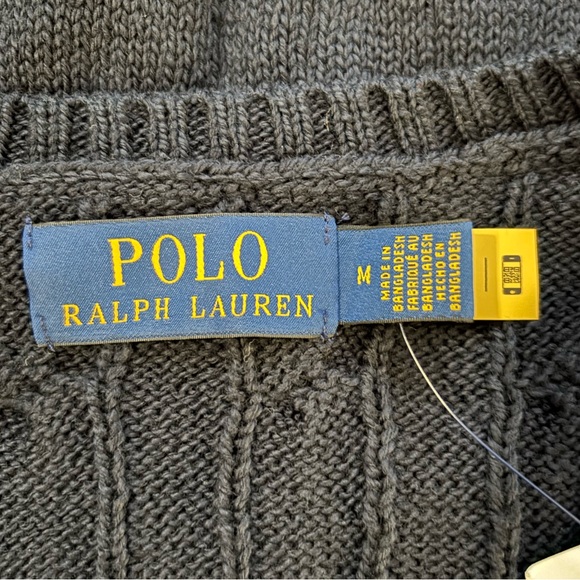 Polo Ralph Lauren Cable Knit Cotton Sweater Vest in Navy Size M. NWT - Picture 6 of 11